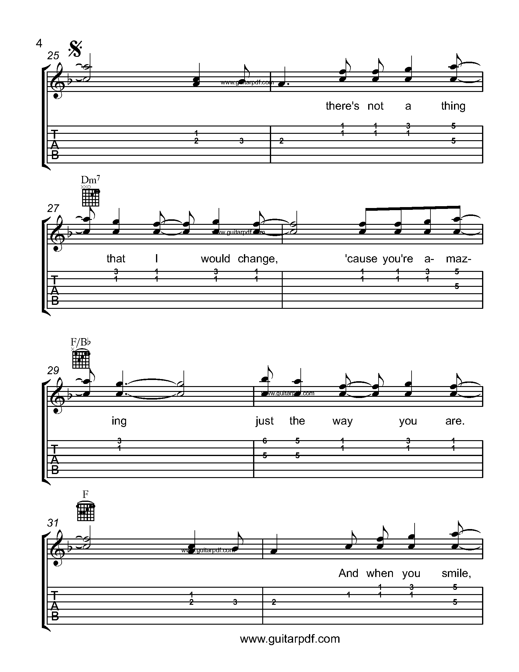 Just The Way You Are Easy Guitar Tabs