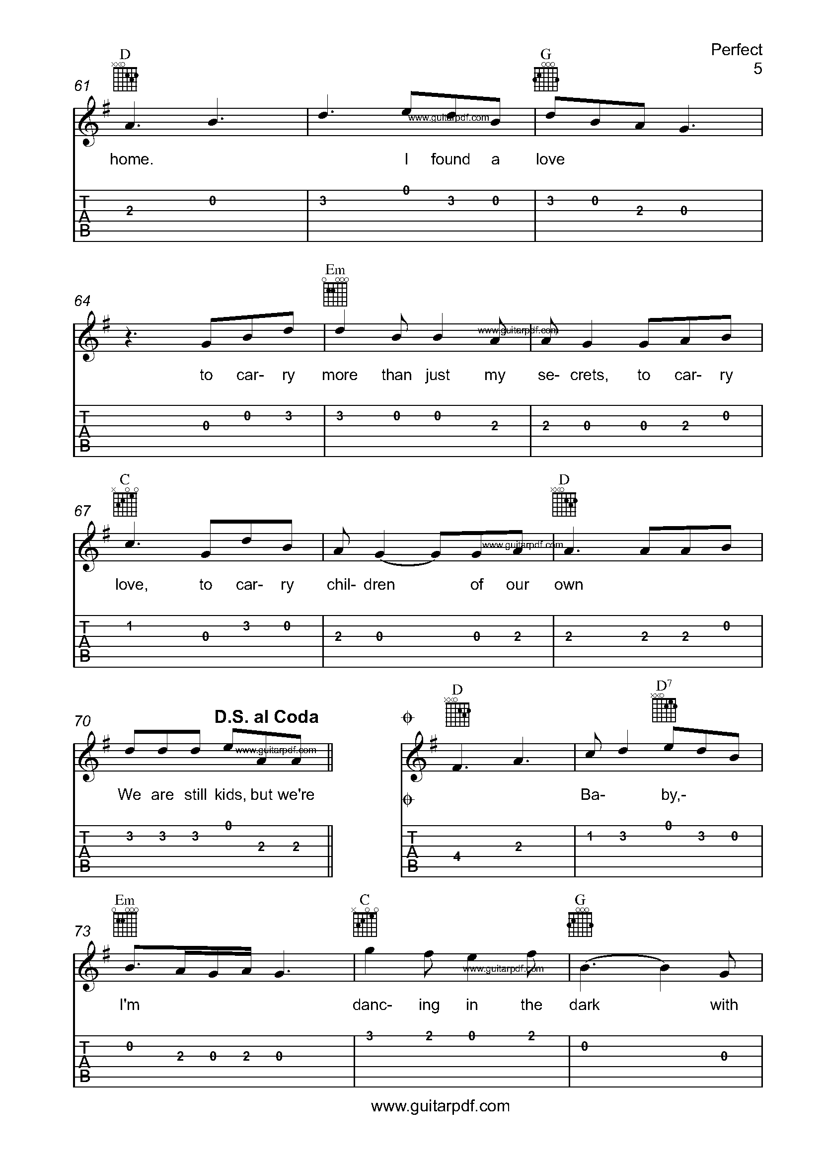 Perfect Easy Guitar Tabs