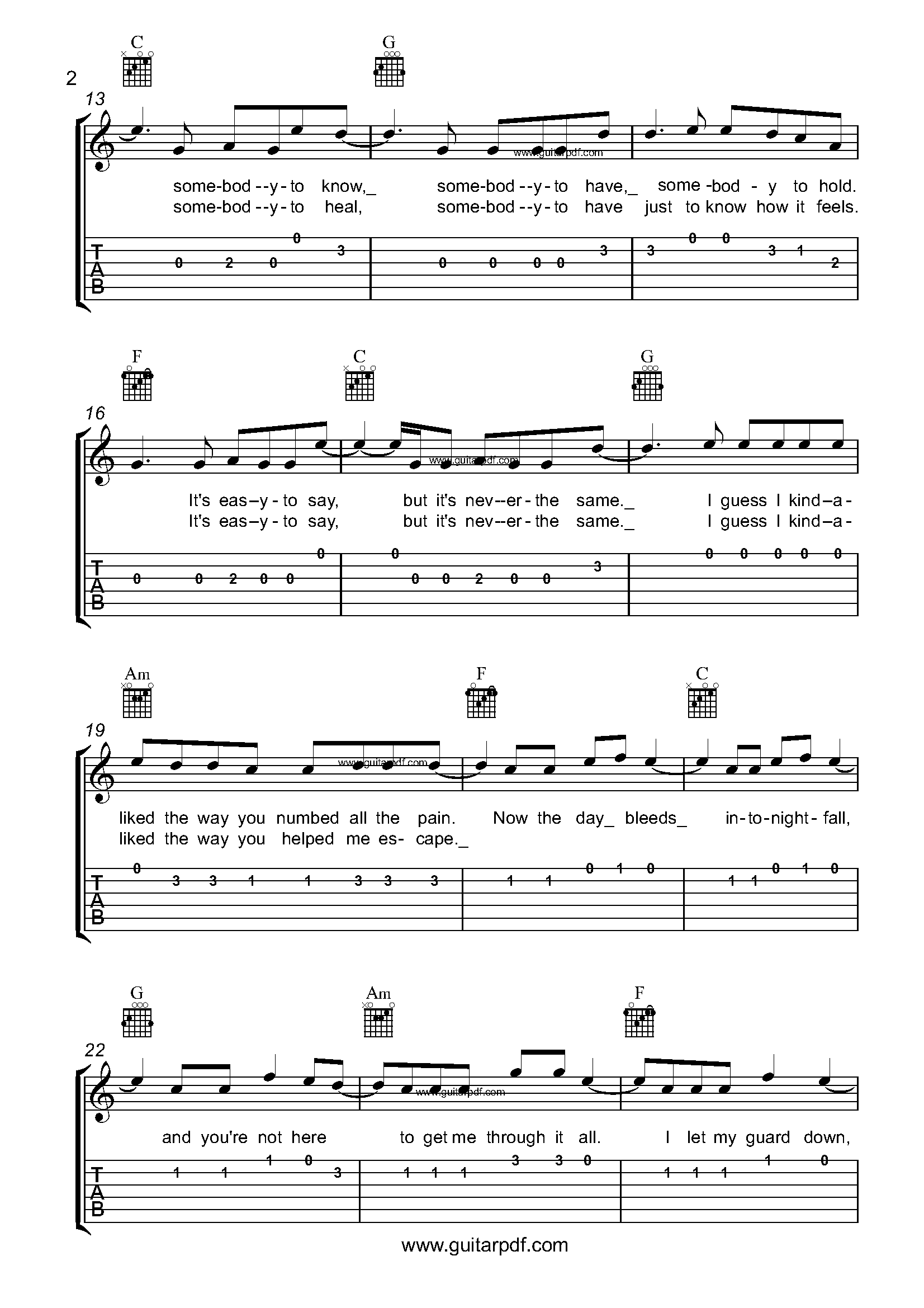 Someone You Loved Easy Guitar Tabs