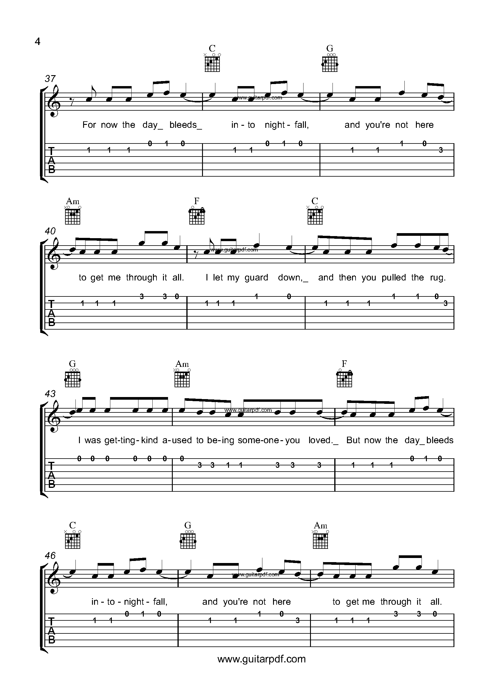 Someone You Loved Easy Guitar Tabs