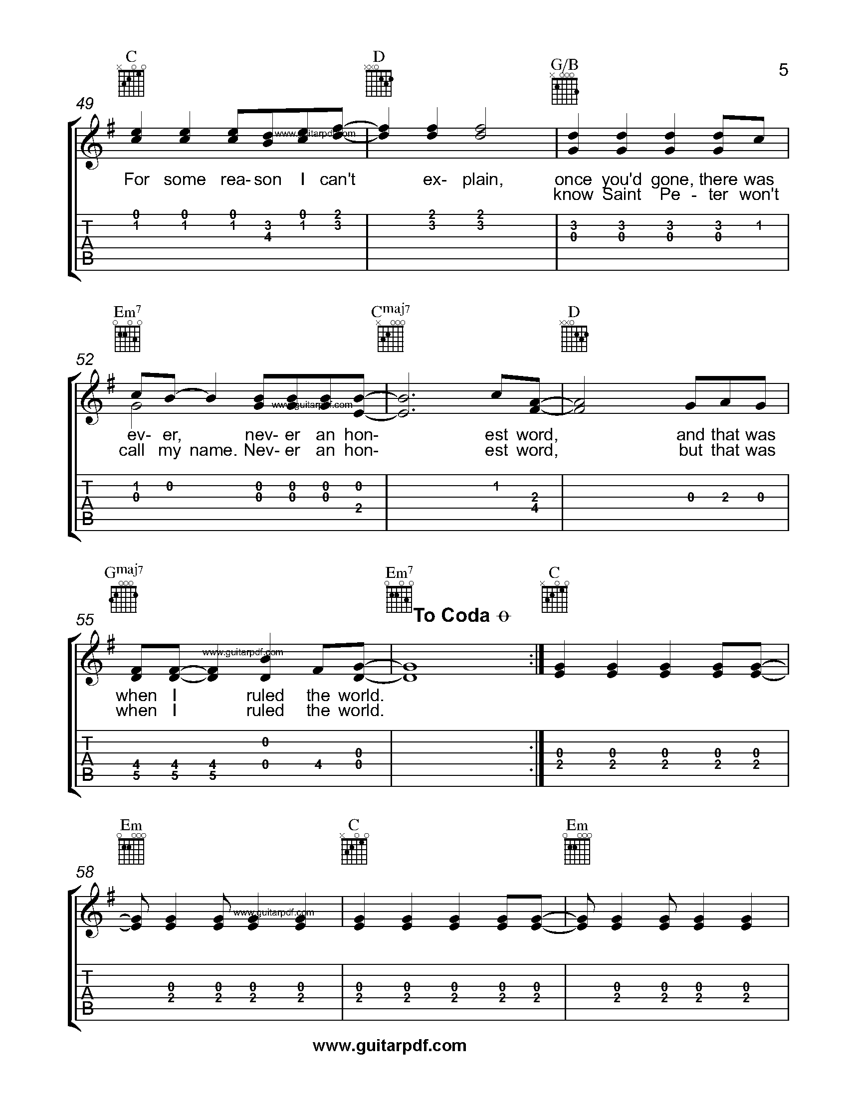 Viva La Vida Easy Guitar Tabs