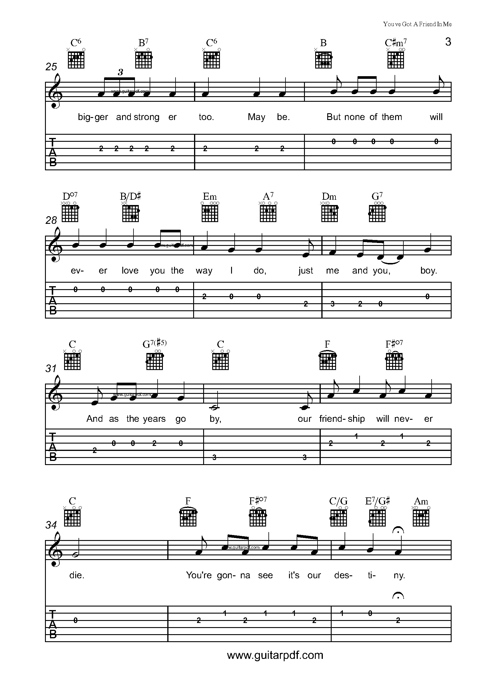 You've Got A Friend In Me Guitar Tabs PDF