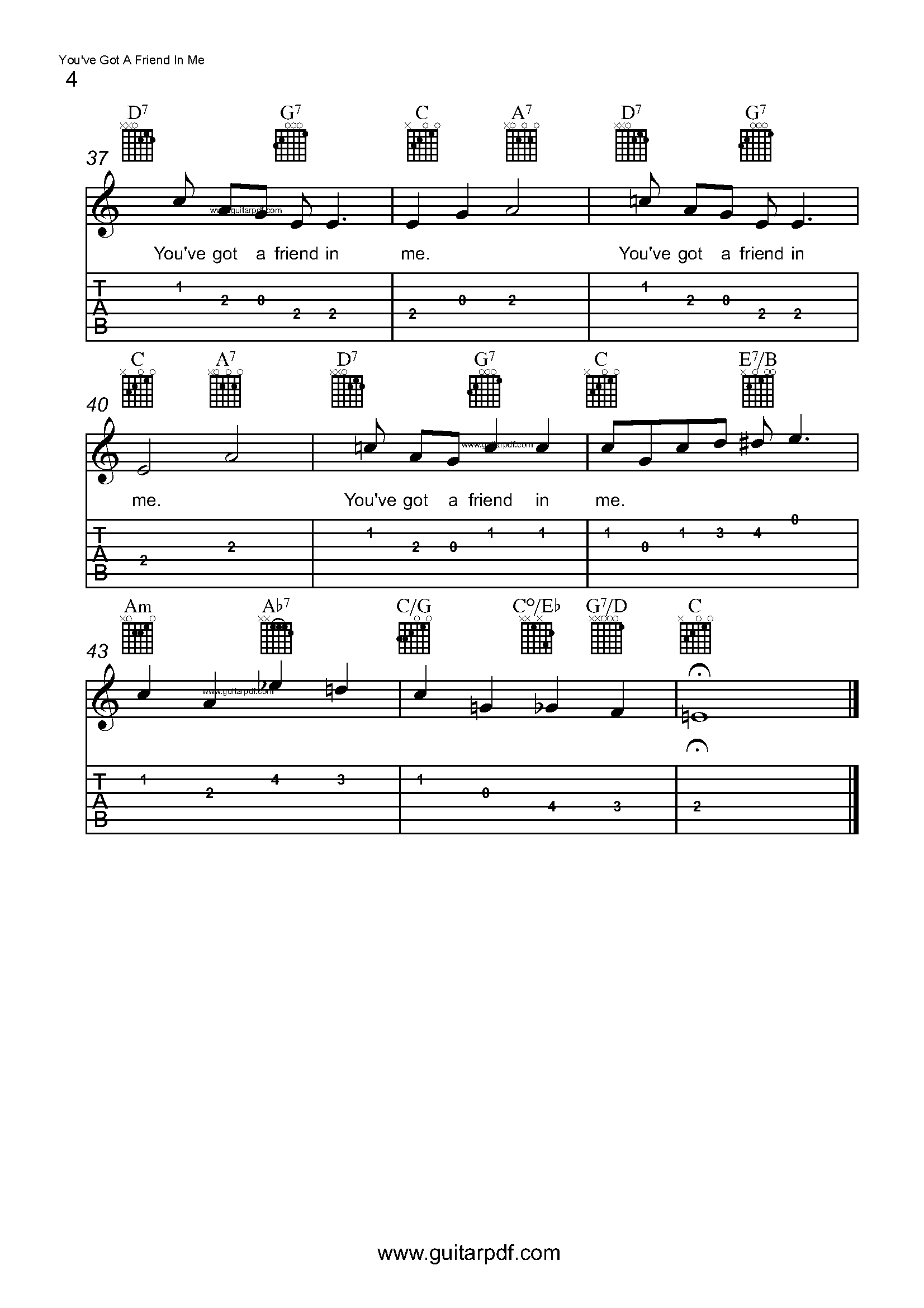 You've Got A Friend In Me Guitar Tabs PDF